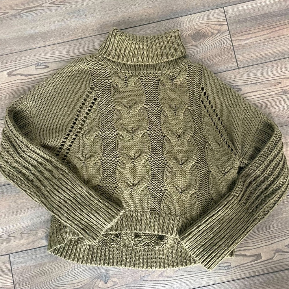Olive green knit turtleneck sweater